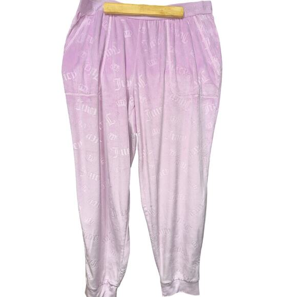 Juicy Couture Velvet Lounge Pants Joggers Lavendar embossed with logo Medium Y2K - Picture 1 of 11